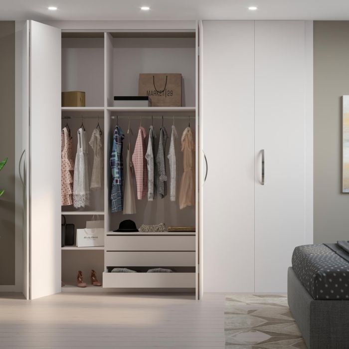 Emuca Kit de quincaillerie pour 2 portes coulissantes pliantes et armoire à fermeture souple Twofold, pour 4 panneaux non inclus, Sans coulisse, Anodisé mat 2