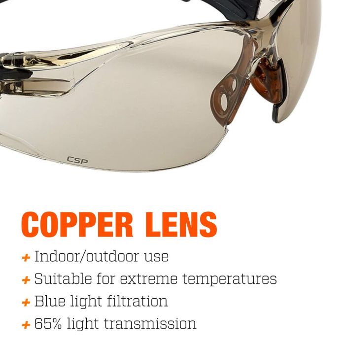 Lunettes de Protection Bollé Rush Small Copper Noir Transparent Polycarbonate 7