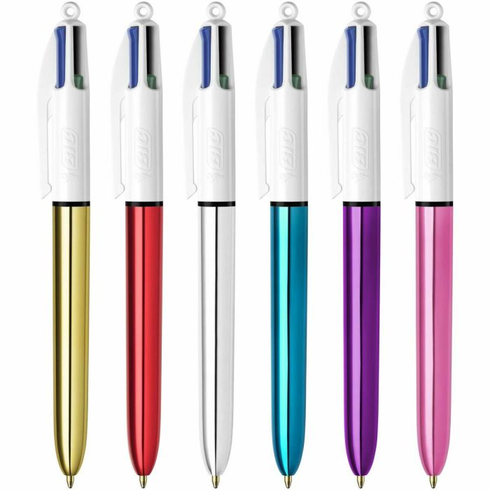 Ensemble de Stylos Bic Shine Silver Blanc Multicouleur (12 Pièces) 1