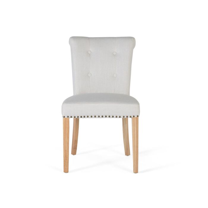 GINER Y COLOMER - Lot de 2 chaises design avec assise en tissu beige et piètement en bois naturel - Dimensions (HxLxP) : 86 x 51 x 64 cm 1