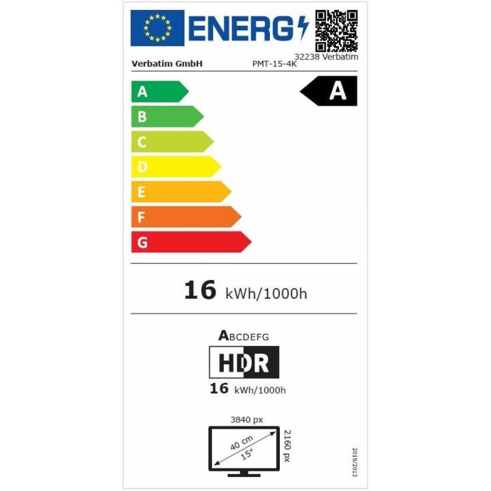 Écran Verbatim 32239 4K Ultra HD 17,3" 3