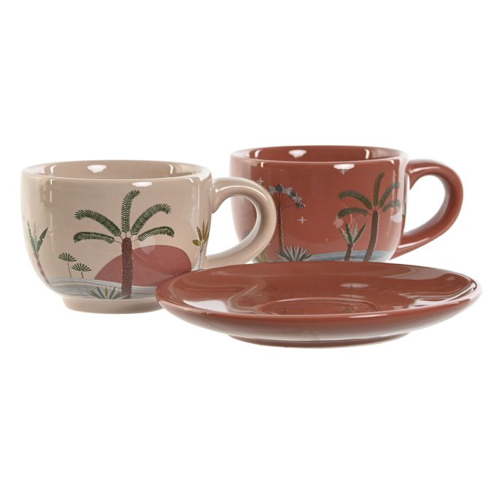 Ensemble de tasses à café Home ESPRIT Jaune Beige Terre cuite Lila Métal Dolomite 180 ml 3
