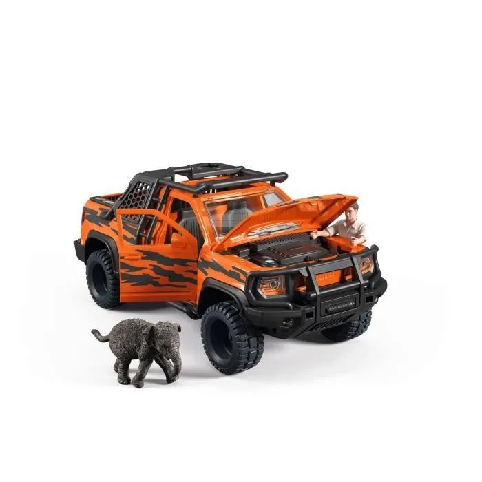 Schleich 42720 - Figurine Véhicule d'Exploration 4x4 Ranger Tom avec Bébé Éléphant, Treuil et Filet, Gamme Wild Life Schleich 42720 - Figurine Véhicule d'Exploration 4x4 Ranger Tom avec Bébé Éléphant, Treuil et Filet, Gamme Wild Life