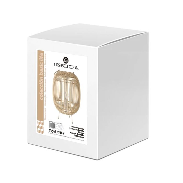 Lampe de bureau Naturel Métal Rotin 40 W 220-240 V 23 x 23 x 31 cm 1