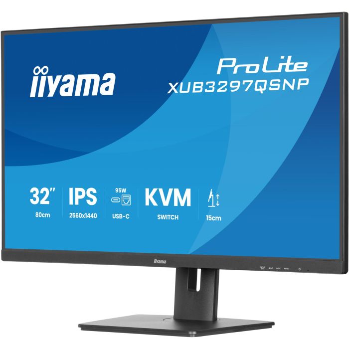 IIYAMA XUB3297QSNP-B1 81,28cm 32Zoll IPS-panel 2560x1440 350cd/m USB-C Dock LAN/95W PD/DP-OUT KVM USB 3x3.2+1xC 1ms 2