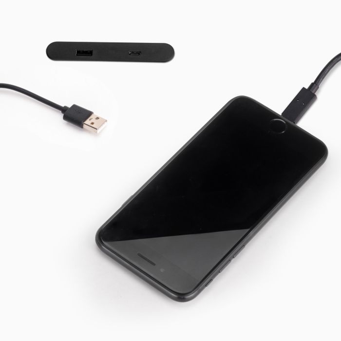 Emuca Connecteur USB A+C Linky (81x12mm), 5V DC 2A (10W), Plastique noir, Plastique 2