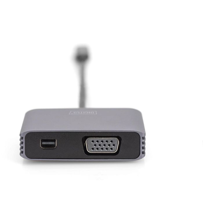Adapter DIGITUS mini DP + VGA Adapter 20cm 4K/30Hz Silber Aluminium Gehäuse 2