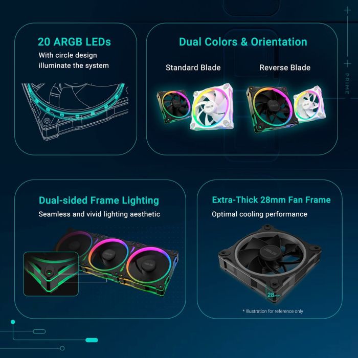 Ventillateur de cabine Asus 90DA00I0-B09020 Ø 12 cm (3 Unités)