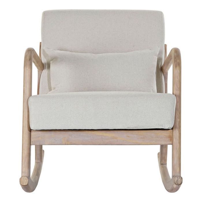 Fauteuil à Bascule DKD Home Decor Beige Naturel Lin Bois d'hévéa 66 x 85 x 81 cm 3