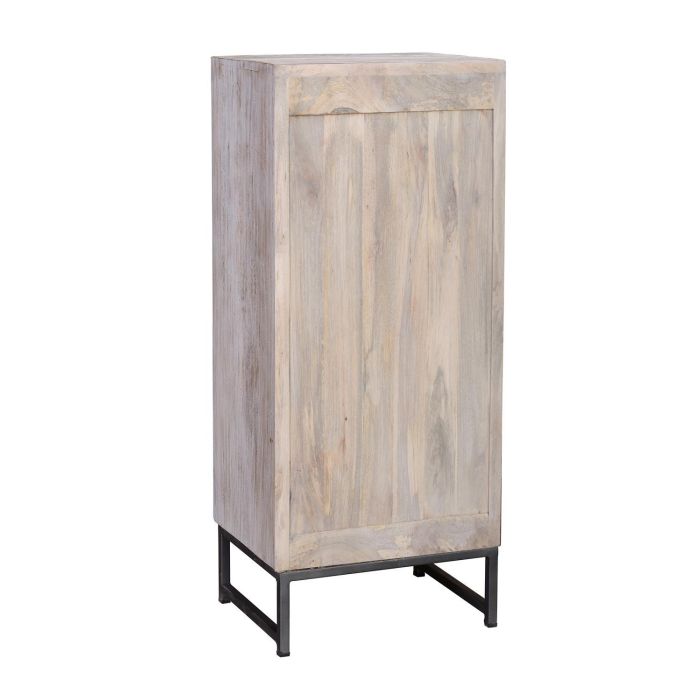 GINER Y COLOMER - Buffet commode 5 tiroirs en bois de manguier avec base en fer, couleur blanc vieilli et gris, dimensions 105 x 45 x 35 cm 6