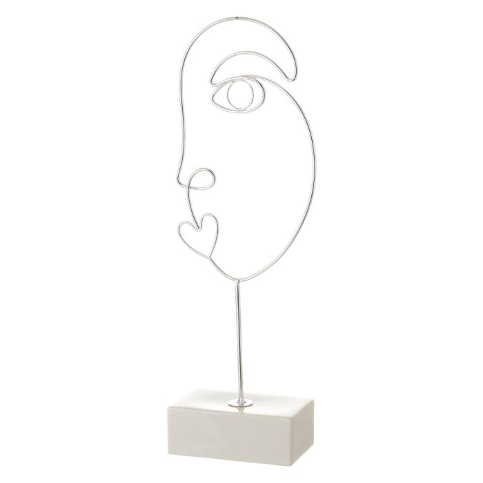 Figurine Décorative Blanc Argenté Céramique Fer 15,7 x 8 x 42,9 cm