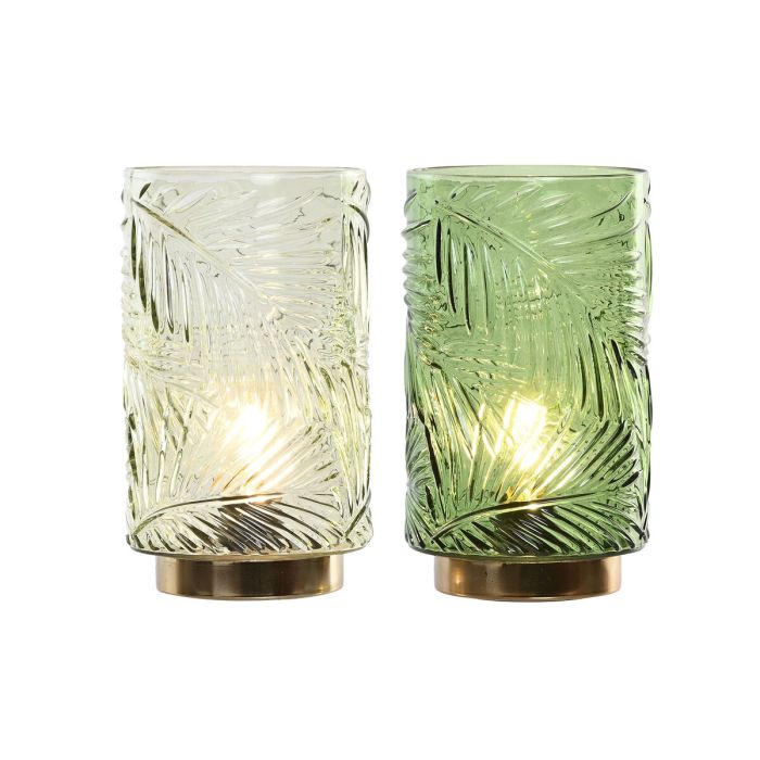 Décoration lumineuse Home ESPRIT Métal Verre Tropical 12 x 12 x 20 cm (2 Unités) 3 Décoration lumineuse Home ESPRIT Métal Verre Tropical 12 x 12 x 20 cm (2 Unités) 3