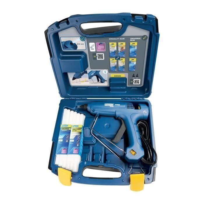 Pistolet a colle professionnel RAPID EG320 - 1000g/h PRO Coffret + colle 24 sticks 2 Pistolet a colle professionnel RAPID EG320 - 1000g/h PRO Coffret + colle 24 sticks 2