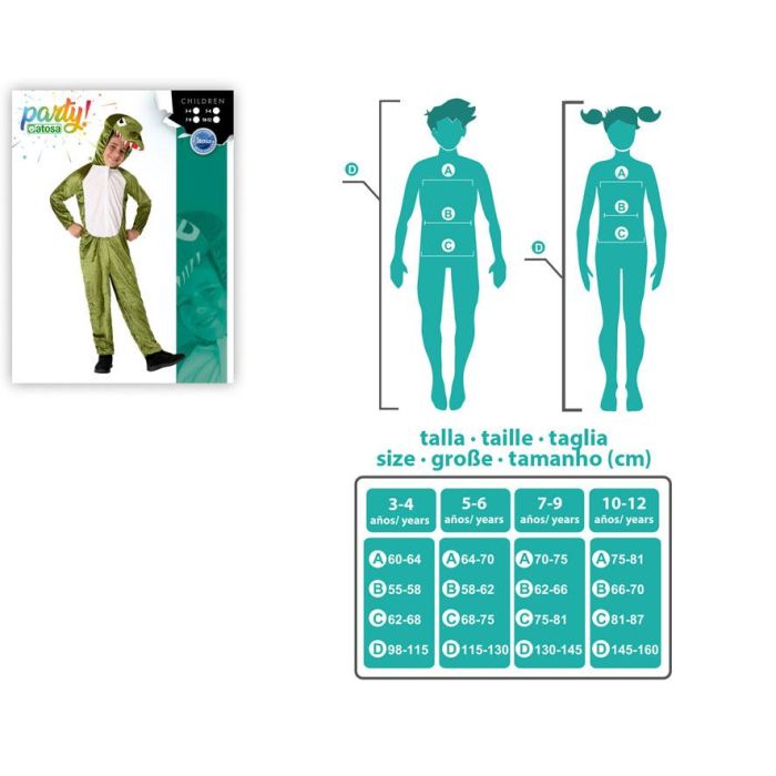 Déguisement Cocodrilo Enfant Unisex - Costume Complet Vert Crocodile avec Cagoule - Taille 7-9 Ans - Polyester - Fête Carnaval
