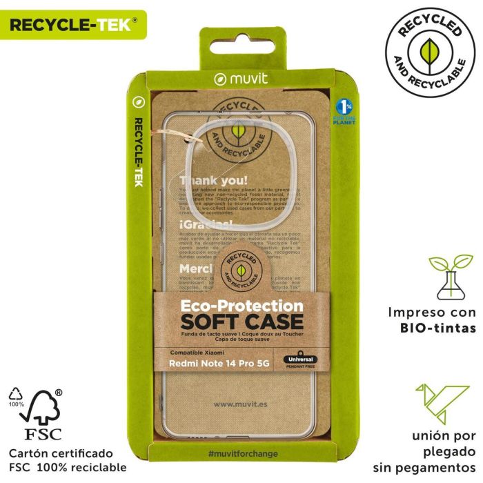 Protection pour téléphone portable Muvit Xiaomi Redmi Note 14 Pro 5G Transparent 5