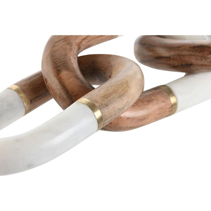 Figurine Décorative Home ESPRIT Blanc Marron Doré Chaîne 10 x 10 x 36 cm 2