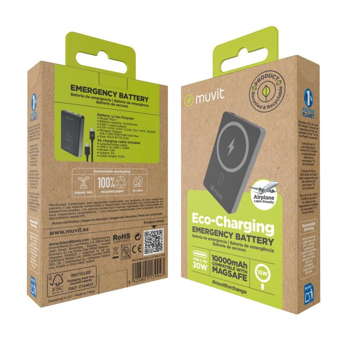 Powerbank Muvit for Change Noir Aluminium 10000 mAh 1 Powerbank Muvit for Change Noir Aluminium 10000 mAh 1