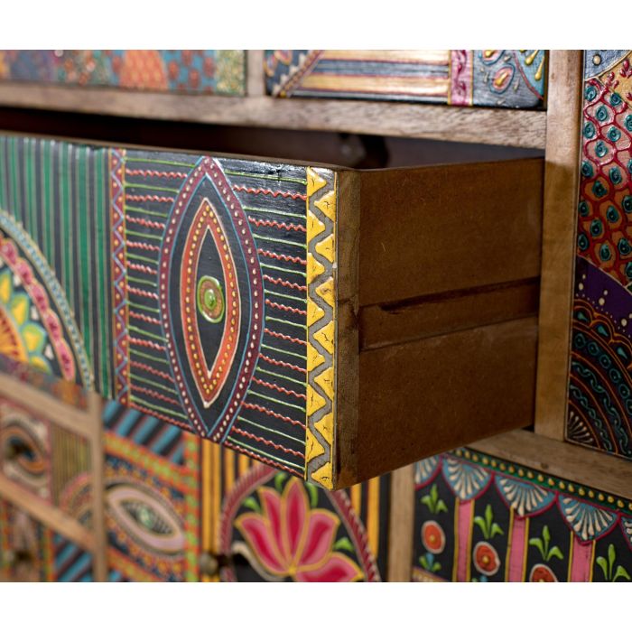 GINER Y COLOMER - Console en bois de manguier massif avec 13 tiroirs et détails peints à la main - Style bohème ethnique - Dimensions (LxPxH) : 110 x 35.5 x 105 cm 5 GINER Y COLOMER - Console en bois de manguier massif avec 13 tiroirs et détails peints à la main - Style bohème ethnique - Dimensions (LxPxH) : 110 x 35.5 x 105 cm 5