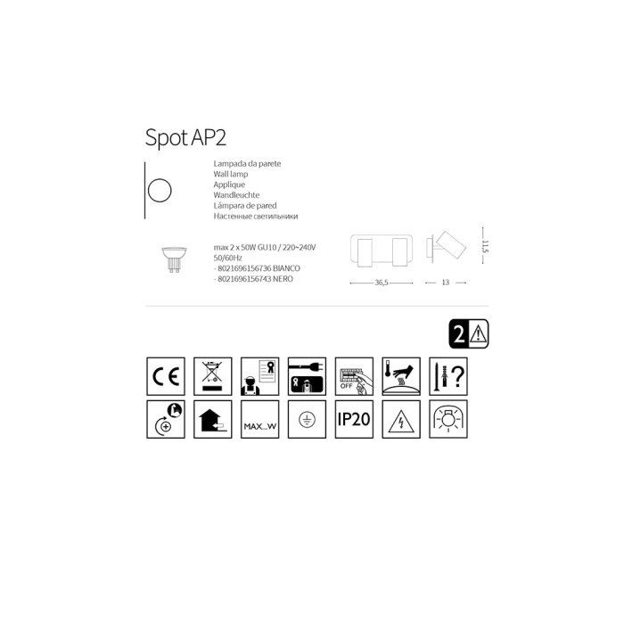 Applique Spot GU10 2 Lumières [I-L-156736] 1