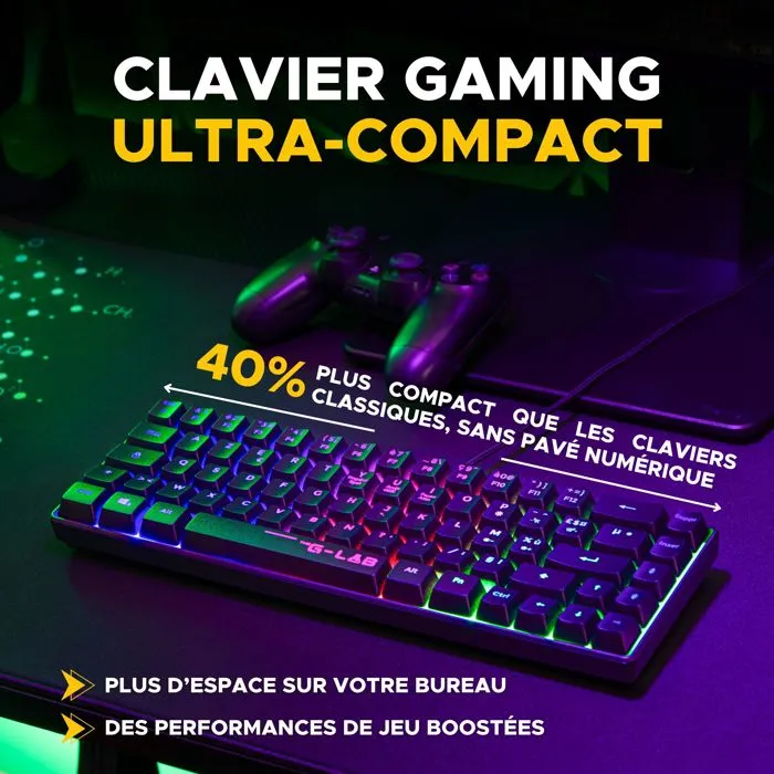 The G-Lab Combo Hydrogen BKG - Pack gamer clavier et souris filaires - Clavier 60% Azerty noir avec switches précis et souris 6400 DPI - pour gaming et bureau The G-Lab Combo Hydrogen BKG - Pack gamer clavier et souris filaires - Clavier 60% Azerty noir avec switches précis et souris 6400 DPI - pour gaming et bureau