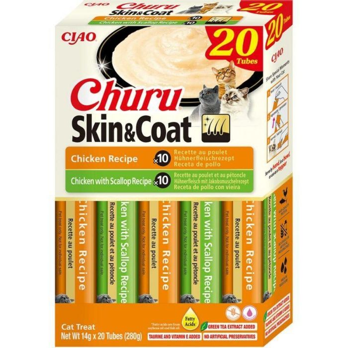 Collation pour Chat Inaba Churu Skin&Coat Poulet