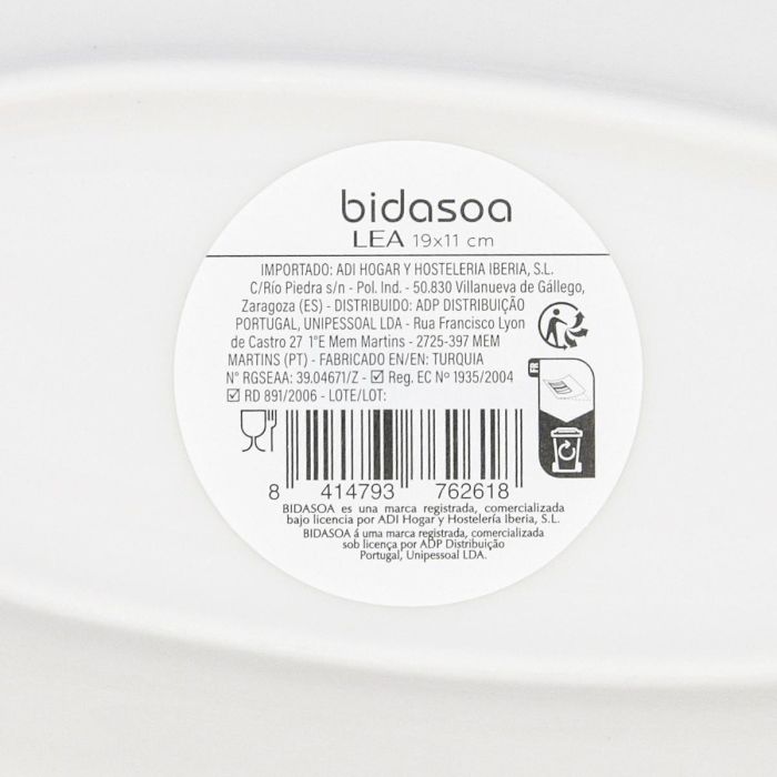 Bandeja Oval Porcelana Lea Hydrozero Bidasoa 19x11 cm (6 Unidades) 6