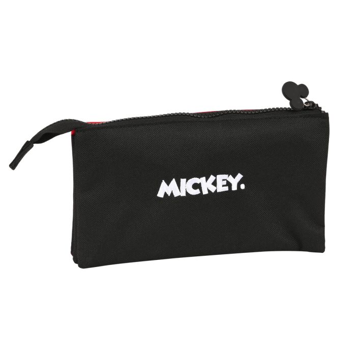 Trousse Fourre-Tout Triple Mickey Mouse Clubhouse Mickey mood Noir Rouge 22 x 12 x 3 cm 1