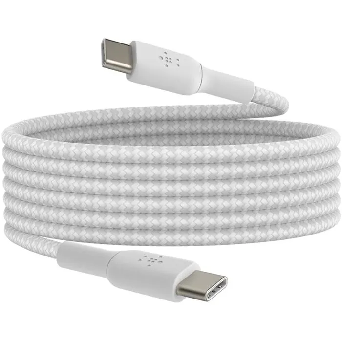Belkin - Câble USB-C vers USB-C Tressé Longue Portée 2 m - Blanc