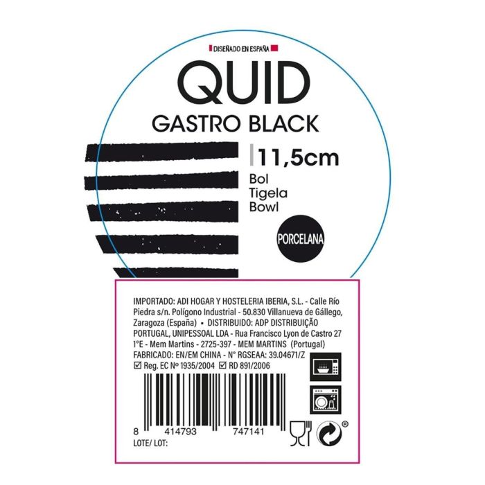Bol Porcelana Gastro Black Quid 11,5 cm (24 Unidades) 5 Bol Porcelana Gastro Black Quid 11,5 cm (24 Unidades) 5