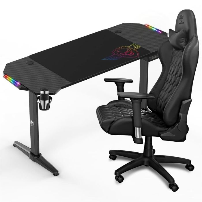 Bureau Spirit of Gamer Headquarter 800 Noir Bois MDF 140 x 60 cm 1