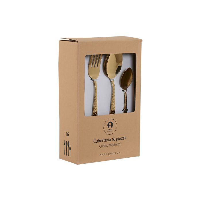 Couverts Home ESPRIT Doré Acier inoxydable 2 x 0,4 x 22,5 cm 16 Pièces 4 Couverts Home ESPRIT Doré Acier inoxydable 2 x 0,4 x 22,5 cm 16 Pièces 4