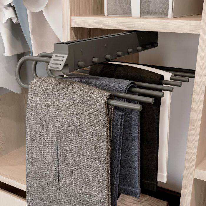 Emuca Porte-pantalons extractible, Gauche, Acier et Plastique, Titane 1 Emuca Porte-pantalons extractible, Gauche, Acier et Plastique, Titane 1