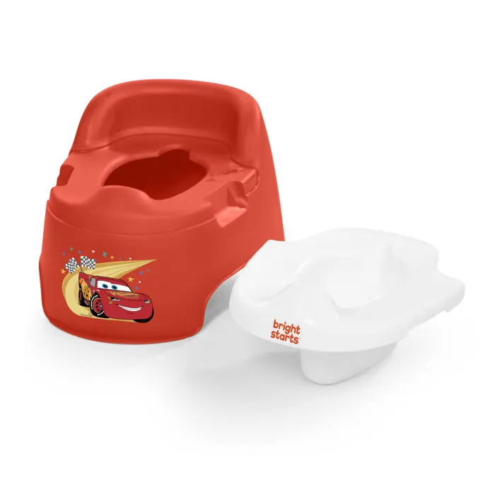 Bright Starts Pot d'apprentissage enfant Disney et Pixar Cars, Flash McQueen, ergonomique avec dossier haut et récipient amovible, anti-éclaboussures