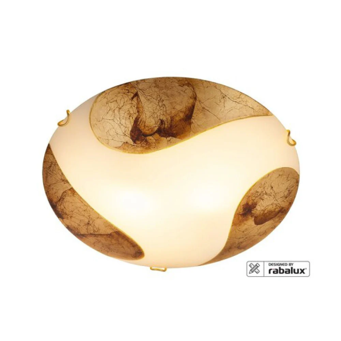 RABALUX Lampe de Plafond "Art Gold" 2xE27 IP20 RAB-1942, Lustre Classique en Verre Blanc et Doré, Diamètre 40 cm 1