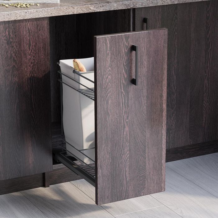 Emuca Chariot coulissant avec paniers et chariot à pain Titane avec fermeture à amortie, module 300mm, Acier, Gris Anthracite 2