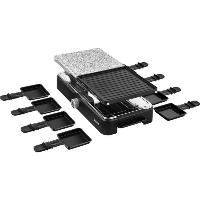 Sencor SBG 0260BK Appareil à Raclette - Gril 2 en 1 avec Contrôle de Température Réglable - 8 Pelles et Spatules - 1400 W - Surface 21x21 cm Sencor SBG 0260BK Appareil à Raclette - Gril 2 en 1 avec Contrôle de Température Réglable - 8 Pelles et Spatules - 1400 W - Surface 21x21 cm