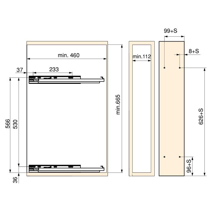 Emuca porte-bouteilles extractible SupraMax avec fermeture à amortie, gauche, 3 plateaux, module 150mm, Acier, Chromé 7 Emuca porte-bouteilles extractible SupraMax avec fermeture à amortie, gauche, 3 plateaux, module 150mm, Acier, Chromé 7