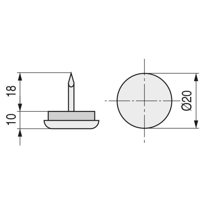 Quitarruido Con Punta Hierro Niquel 20Mm. Herrajes Alk 1