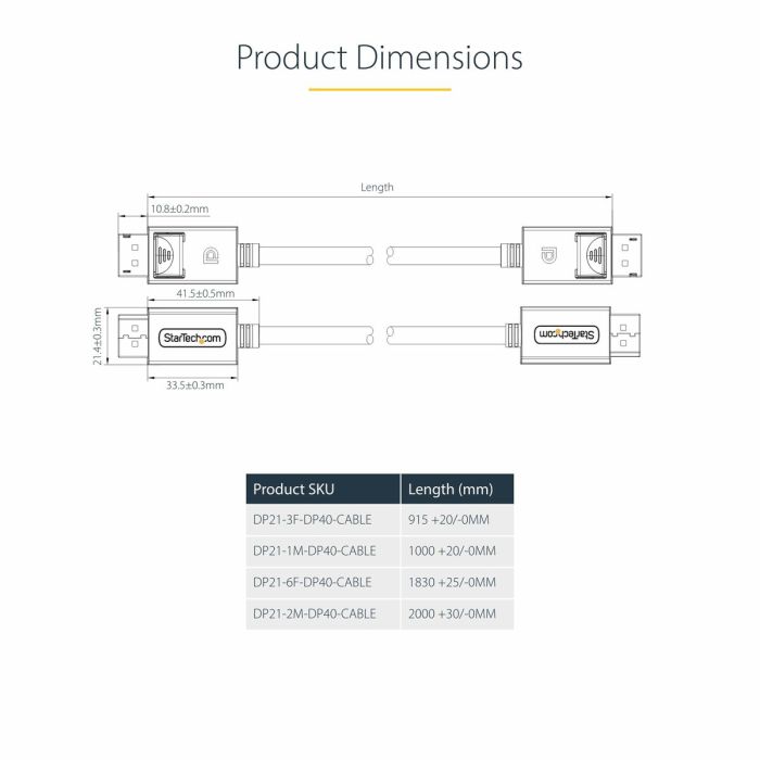 Câble USB Startech DP21-3M-DP40-CABLE Noir 3 m 2 Câble USB Startech DP21-3M-DP40-CABLE Noir 3 m 2