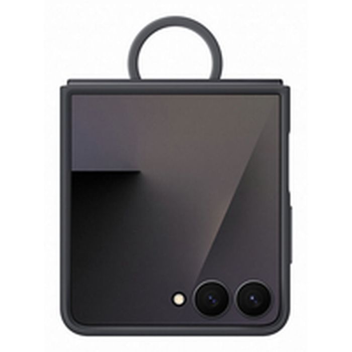 Samsung Galaxy Flip7 Housse Étui Silicone Noir avec Anneau Ring Case - Protection Résistant aux Traces de Doigts