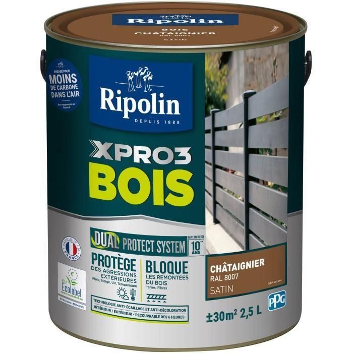 Peinture bois - RIPOLIN - 8007 - Châtaignier - Satiné - 2,5L 0 Peinture bois - RIPOLIN - 8007 - Châtaignier - Satiné - 2,5L 0