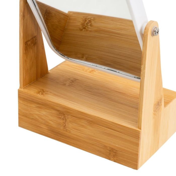 Miroir Grossissant Blanc Naturel Bambou Verre polystyrène 16 x 10 x 24 cm 1