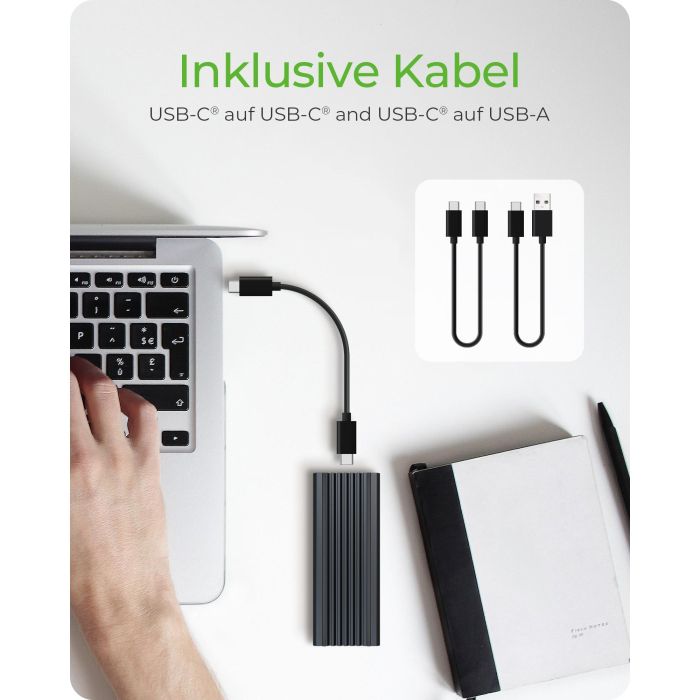 ICY BOX IB-1824ML-C31 Externes USB-C 3.2 Gehäuse für M.2 NVMe SSD mit LED-Beleuchtung 12