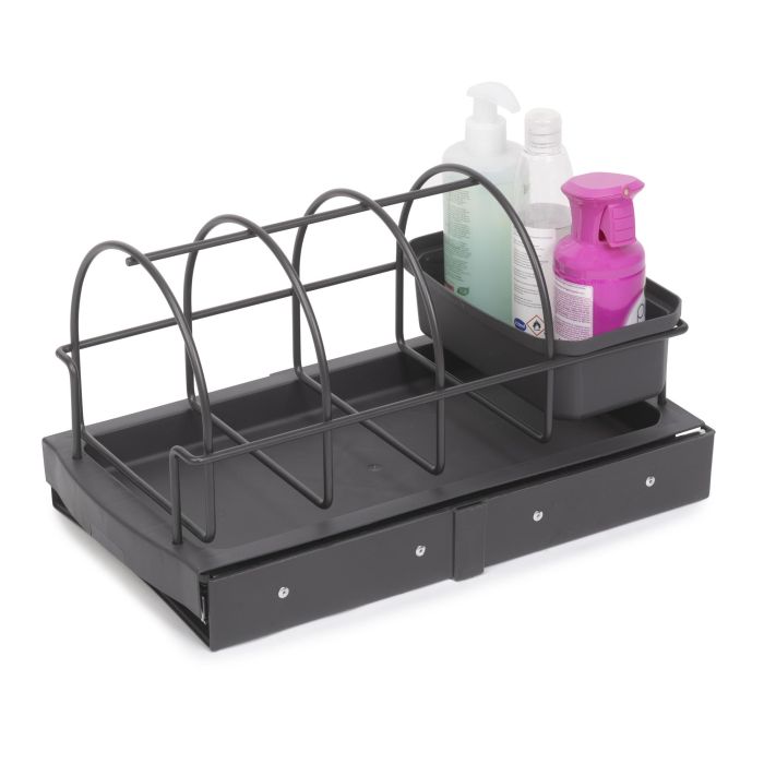 Emuca Plateau pour accessoires de cuisine avec fixation inférieure et extraction manuelle, Plastique gris anthracite 2