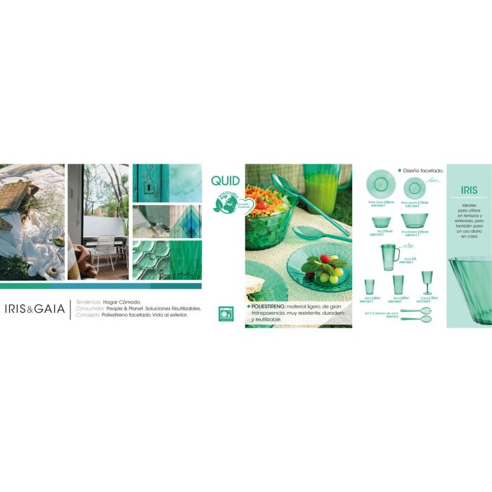 Verre d'eau Quid Iris Vert Plastique 600 ml (12 Unités) 5