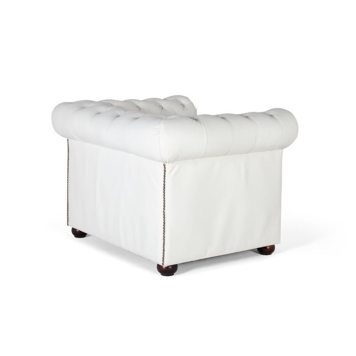 GINER Y COLOMER Canapé 1 place Chesterfield en cuir capitonné blanc - Sofa design et intemporel 2