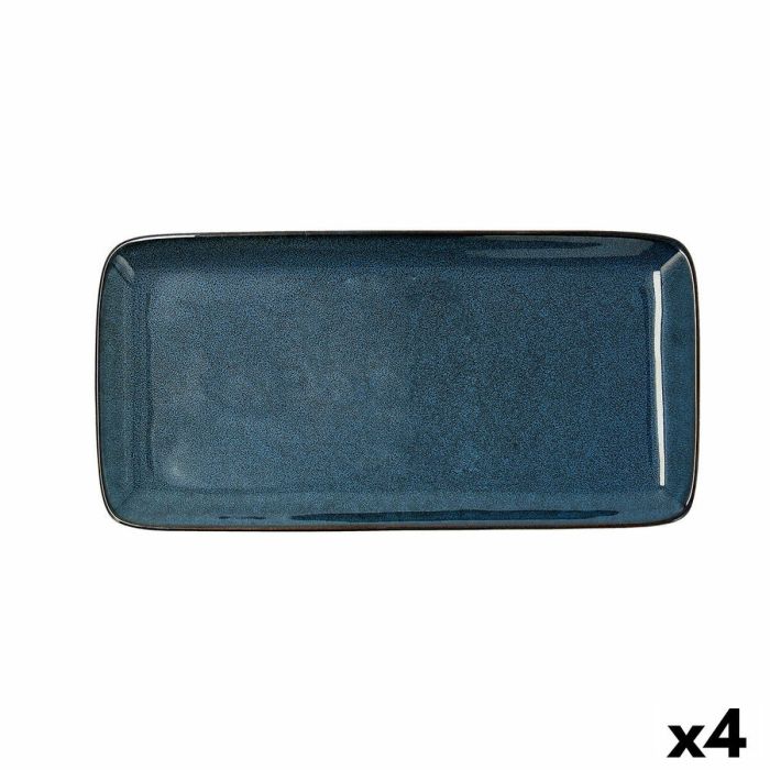 Plat à Gratin Bidasoa Ikonic Céramique Bleu (28 x 14 cm) (Pack 4x) 2