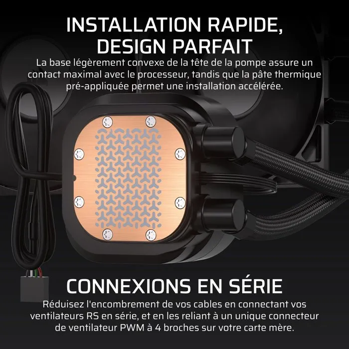 Corsair Nautilus RS LCD 240 mm - Watercooling processeur avec écran IPS, ventilateurs RS120 PWM, compatibilité Intel et AMD (Socket LGA 1851, AM5) Corsair Nautilus RS LCD 240 mm - Watercooling processeur avec écran IPS, ventilateurs RS120 PWM, compatibilité Intel et AMD (Socket LGA 1851, AM5)