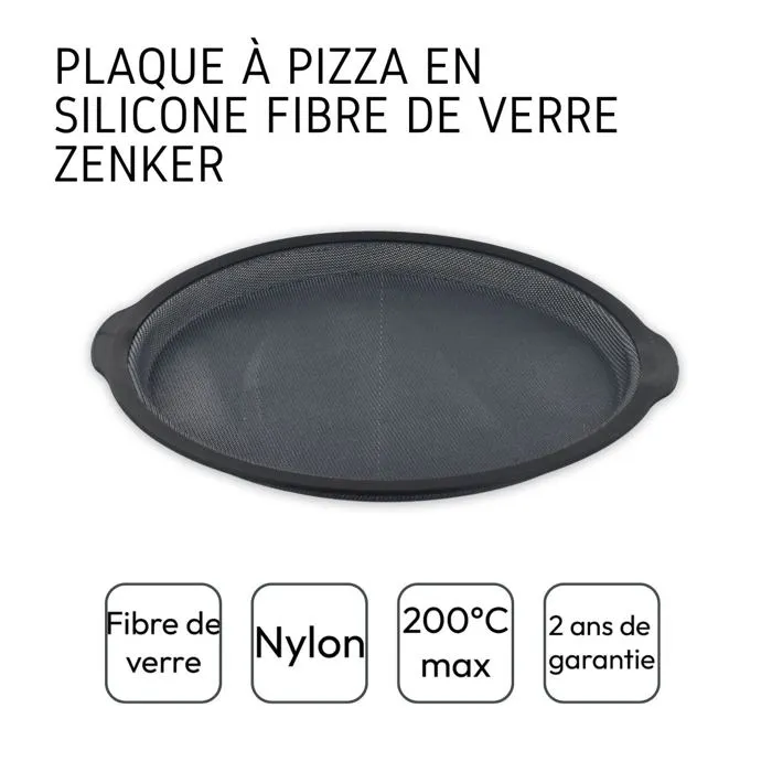 Zenker Moule à Pizza en Silicone Fibre de Verre Noir Ø 36 cm - Pour Pizzas et Tartes Flambées - Démoulage Facile