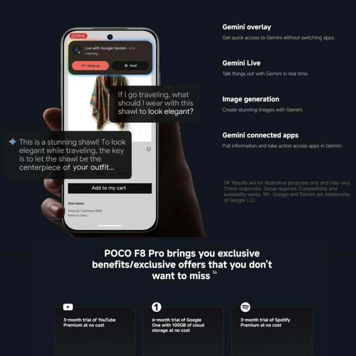 Smartphone Poco POCO F8 Pro 5G 6,9" Octa Core 12 GB RAM 512 GB Noir 1